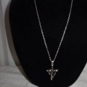 Stainless Steel Silver Tone Cross Pendant Necklace